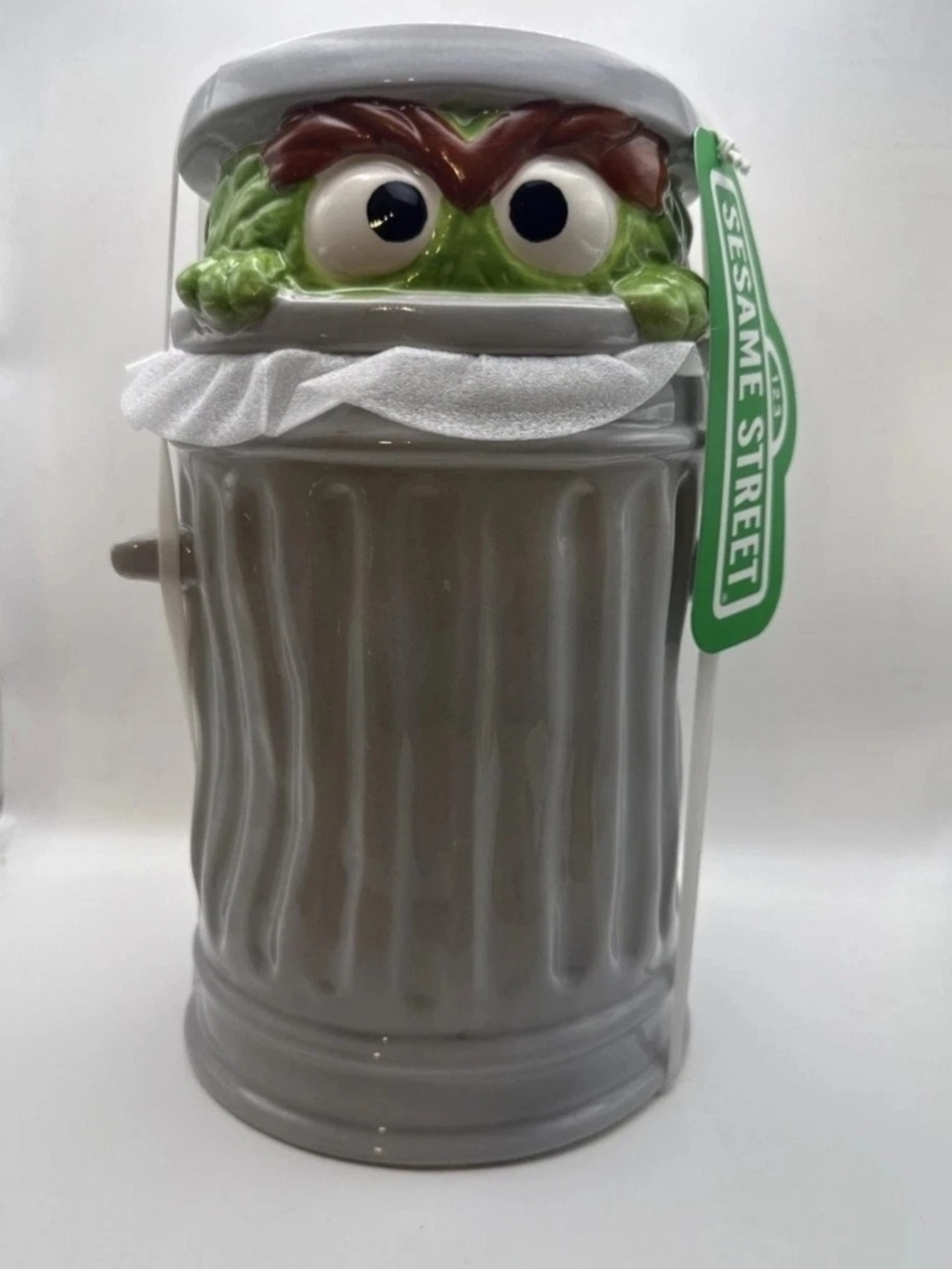 Sesame Street Oscar the Grouch Gray Ceramic Cookie Jar